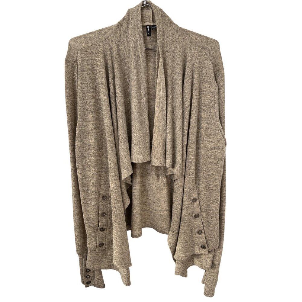 Smash Open Front Cardigan Sweater Women Large Long Sleeve Tan Neutral Cozy Knit